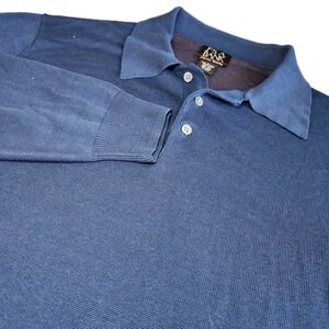 JOS A BANK Signature Collection Sweater Polo Mens Large 100% Silk Blue